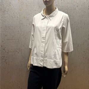 Elegant Women's White Button-Down Shirt check out the back